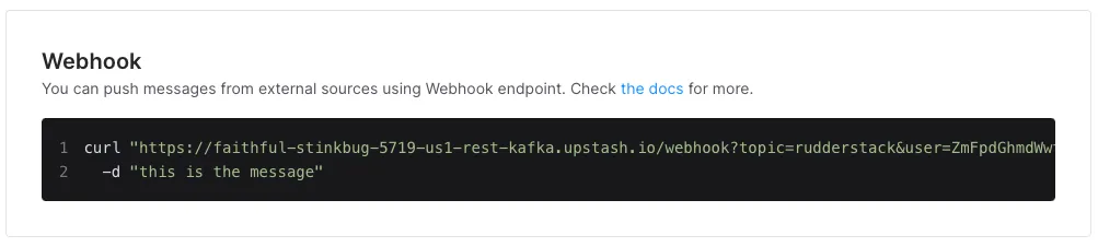 Upstash Kafka Webhook URL